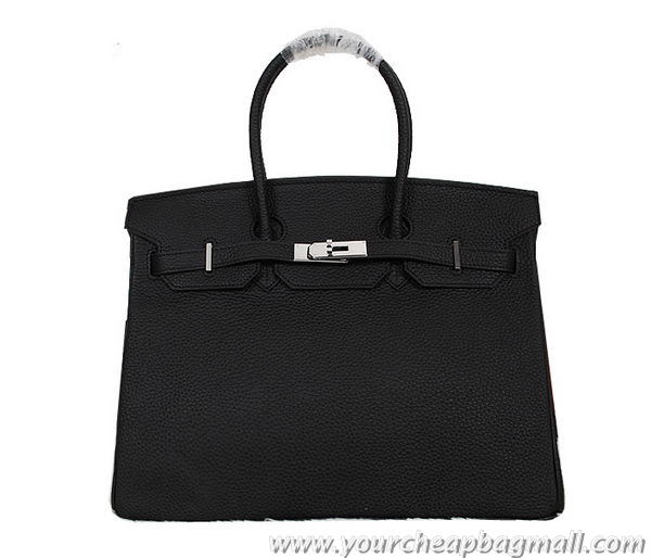 Discount Hermes Birkin 35CM Tote Bag Black Clemence Leather H35 Silver