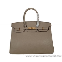 Low Cost Hermes Birkin 35CM Tote Bag Gray Clemence Leather H35 Gold