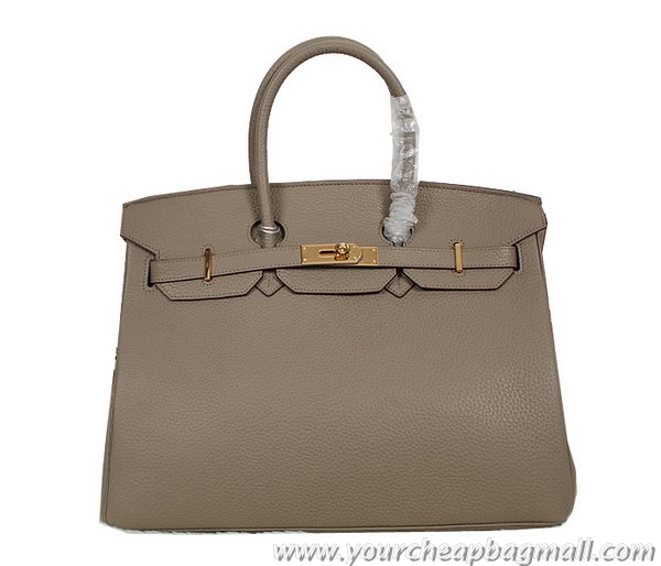 Low Cost Hermes Birkin 35CM Tote Bag Gray Clemence Leather H35 Gold