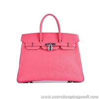 Free Shippings Hermes Birkin 35CM Tote Bag Pink Grainy Leather H6089 Silver