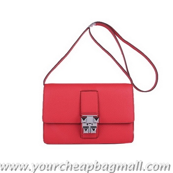 AAAAA Hermes Medor Light Red Calfskin Shoulder Bag H2816 Silver