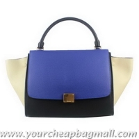 Hot Sell Celine Trapeze Bag Original Leather 88037 Blue&Black&OffWhite