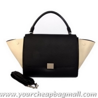 Free Shippingtion Celine Trapeze Bag Original Leather C006 Black&OffWhite