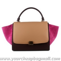 Cheapest Celine Trapeze Bag Nubuck Leather 88037 Rose&Apricot&Black