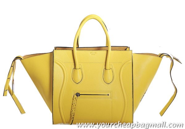 Free Shipping Celine Luggage Phantom Original Grainy Leather Bags C3341 Yellow