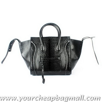 Top Design Celine Luggage Phantom Shopper Bags Snake Leather 88033 Black