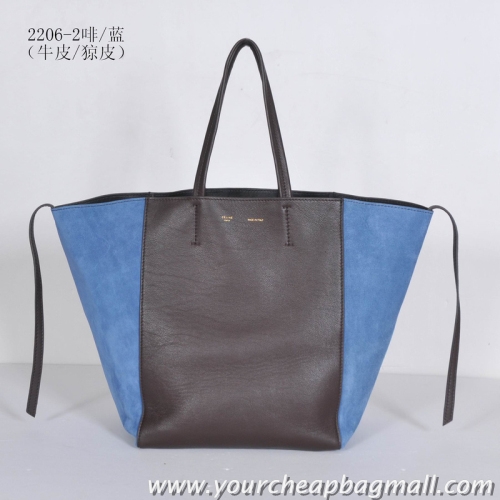 New Fashion Celine Cabas Phantom Large Shopping Bag 2206 Coffee&Blue