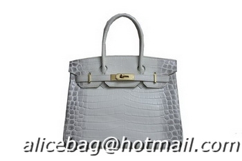 Pretty Style Hermes Birkin 35CM Tote Bag White Croco Leather H35 Gold