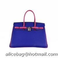 Best Price Hermes Birkin 35CM Tote Bag Blue&Peach Grainy Leather H6089 Gold