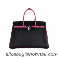 Cheapest Hermes Birkin 35CM Tote Bag Black&Peach Grainy Leather H6089 Gold