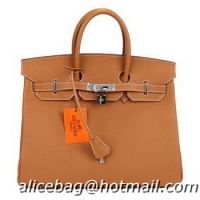 2014 Cool Hermes Birkin 35CM Tote Bag Camel Original Leather H35 Silver