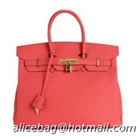 Beautiful 2014 Hermes Birkin 35CM Tote Bag Light Red Original Leather H35 Gold