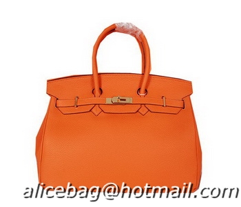 Top Sale Hermes Birkin 35CM Tote Bag Orange Original Grainy Leather H35 Gold