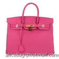 Free Shipping Wholesale Hermes Birkin 35CM Tote Bag Peach Original Leather H35 Gold