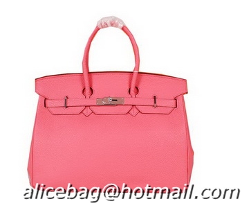 Good Product Hermes Birkin 35CM Tote Bag Pink Original Grainy Leather H35 Silver