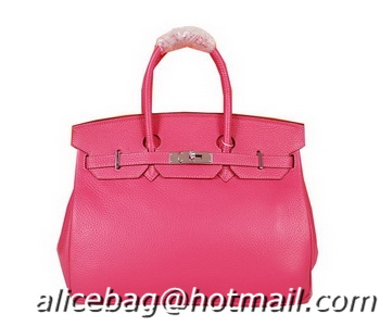 Cheapest Hermes Birkin 35CM Tote Bag Rose Original Grainy Leather H35 Silver