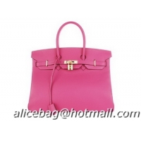 Fashion Ladies Hermes Birkin 35CM Tote Bag Rosy Original Leather H35 Gold