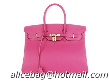 Fashion Ladies Hermes Birkin 35CM Tote Bag Rosy Original Leather H35 Gold