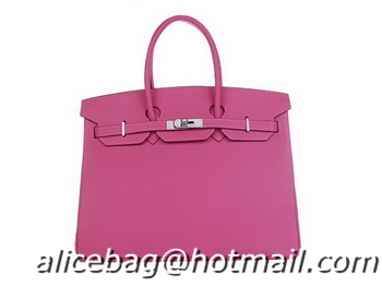 Fashion Wholesale Hermes Birkin 35CM Tote Bag Rosy Original Leather H35 Silver