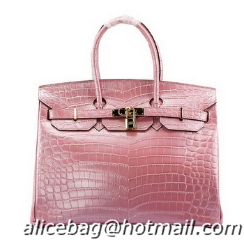 Hermes Birkin 35CM Tote Bag H35 Light Pink Iridescent Croco Leather Gold