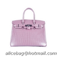 Top Quality Hermes Birkin 30CM Tote Bags 6088 Lavender Iridescent Croco Leather Silver