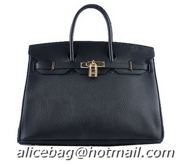 Hermes Birkin 35CM Tote Bag H6089 Black Grainy Leather Gold