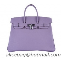 Particularly Recommended Hermes Birkin 35CM Tote Bag H6089 Lavender Grainy Leather Silver