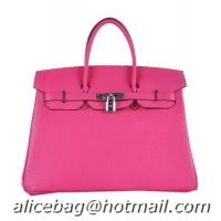 Buy Free Shippings Hermes Birkin 35CM Tote Bag H6089 Rosy Grainy Leather Silver