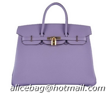 Buy Discount Hermes Birkin 35CM Tote Bag H6089 Lavender Grainy Leather Gold