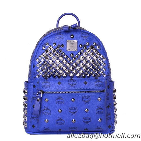 MCM Small Stark Front Studs Backpack MC4237S Blue