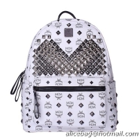 MCM Medium Stark Front Studs Backpack MC4238 White