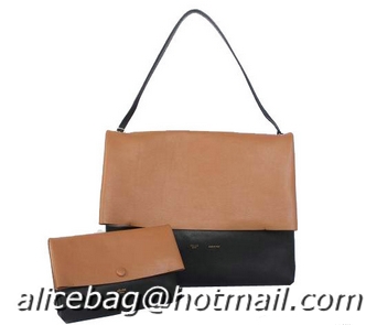 Cheapest Celine All Soft in Calfskin Shoulder Bag 17218 12086 Brown&Black