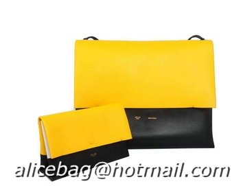 Hot Fashion Celine All Soft in Calfskin Shoulder Bag 17218 12086 Yellow&Black