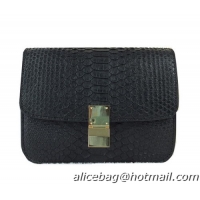 Good Quality Celine Classic Box Small Flap Bag Snake Leather 11042 Black