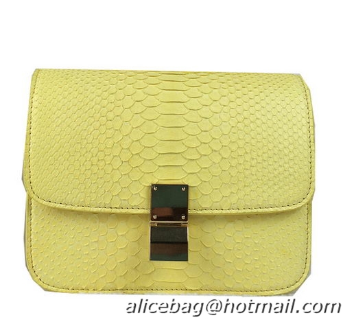 Best Grade Celine Classic Box Small Flap Bag Snake Leather 11042 Yellow