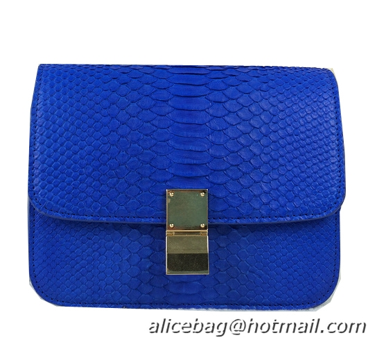 Low Price Celine Classic Box Small Flap Bag Snake Leather 11042 Blue