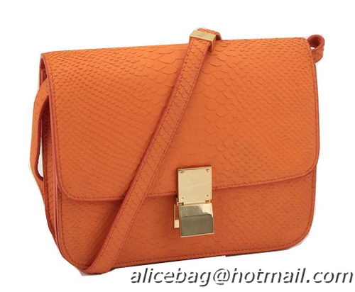 Shop Duplicate Celine Classic Box Small Flap Bag Original Snake Leather 11042 Orange