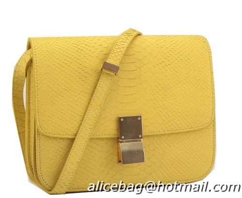 Popular Style Celine Classic Box Small Flap Bag Original Snake Leather 11042 Yellow