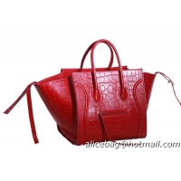 Discount Celine Luggage Phantom Original Croco Leather Bags C3341 Red