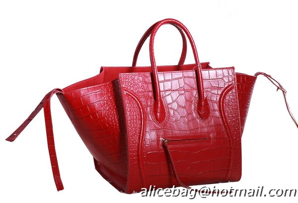 Discount Celine Luggage Phantom Original Croco Leather Bags C3341 Red