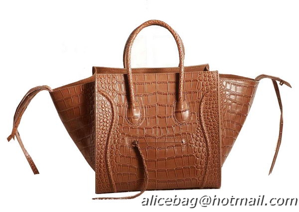 Best Cheap Celine Luggage Phantom Original Croco Leather Bags C3341 Camel