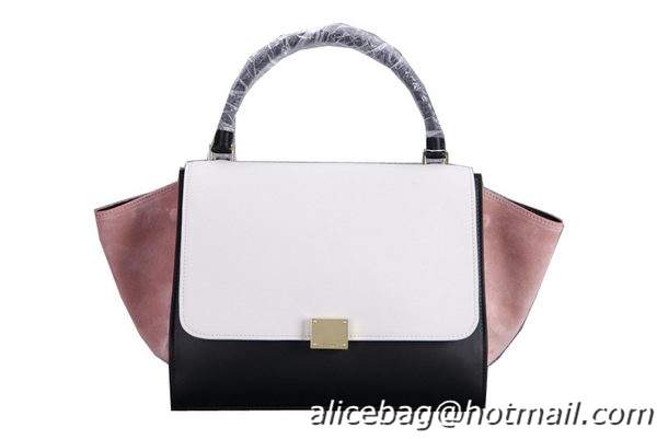 Celine Trapeze Top Handle Bag Original Leather 8003 White&Black&Pink