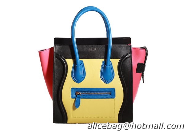 Celine Luggage Micro Boston Bag Original Leather 3307 Lemon&Black&Blue&Red