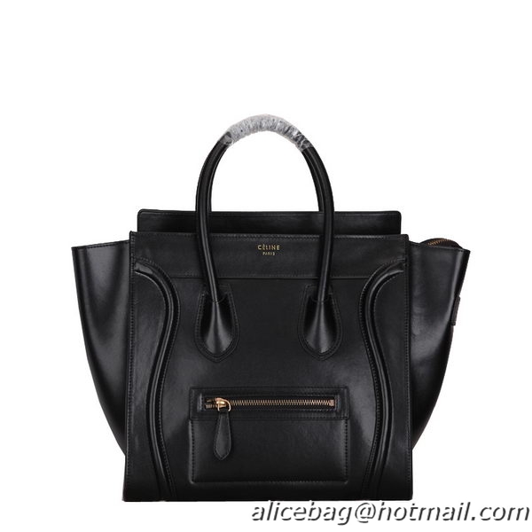 Celine Luggage Mini Boston Tote Bags Smooth Leather C104 Black