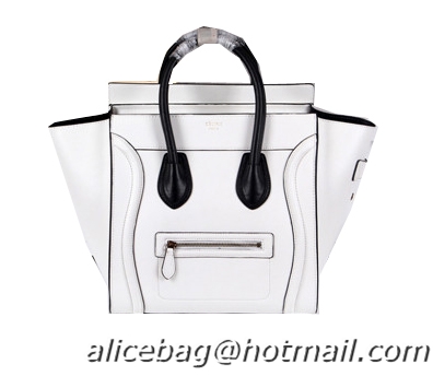 Celine Luggage Mini Boston Tote Bags Calfskin Leather CL3308 White