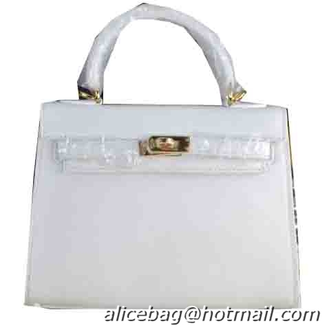 Hermes Kelly 22cm Tote Bag Calfskin Leather White