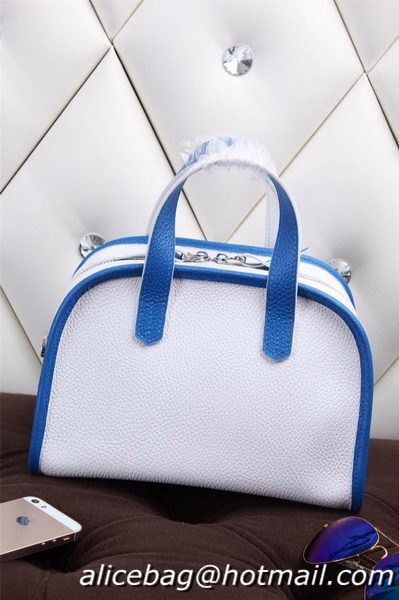 Hermes mini Boston Bag Grainy Leather H26 White&Blue