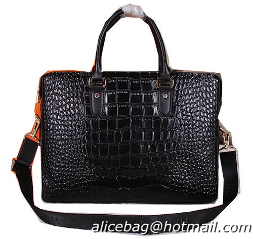 Hermes Briefcase Croco Leather H3856 Black