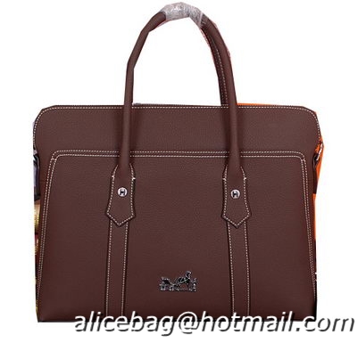 Hermes Briefcase Original Calf Leather HM98321 Brown