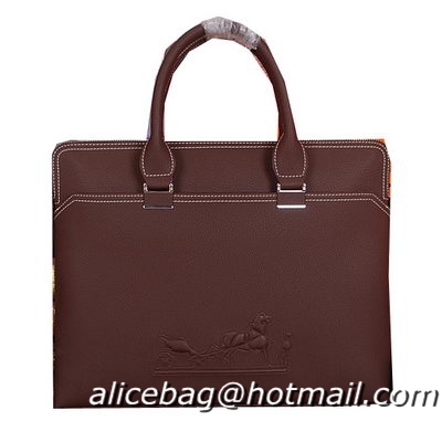 Hermes Briefcase Original Calf Leather HM98291 Brown